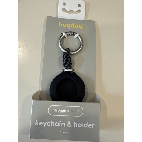 Heyday Keychain & Holder for Apple AirTag - Black AirTag Case with Key Ring - Picture 1 of 4